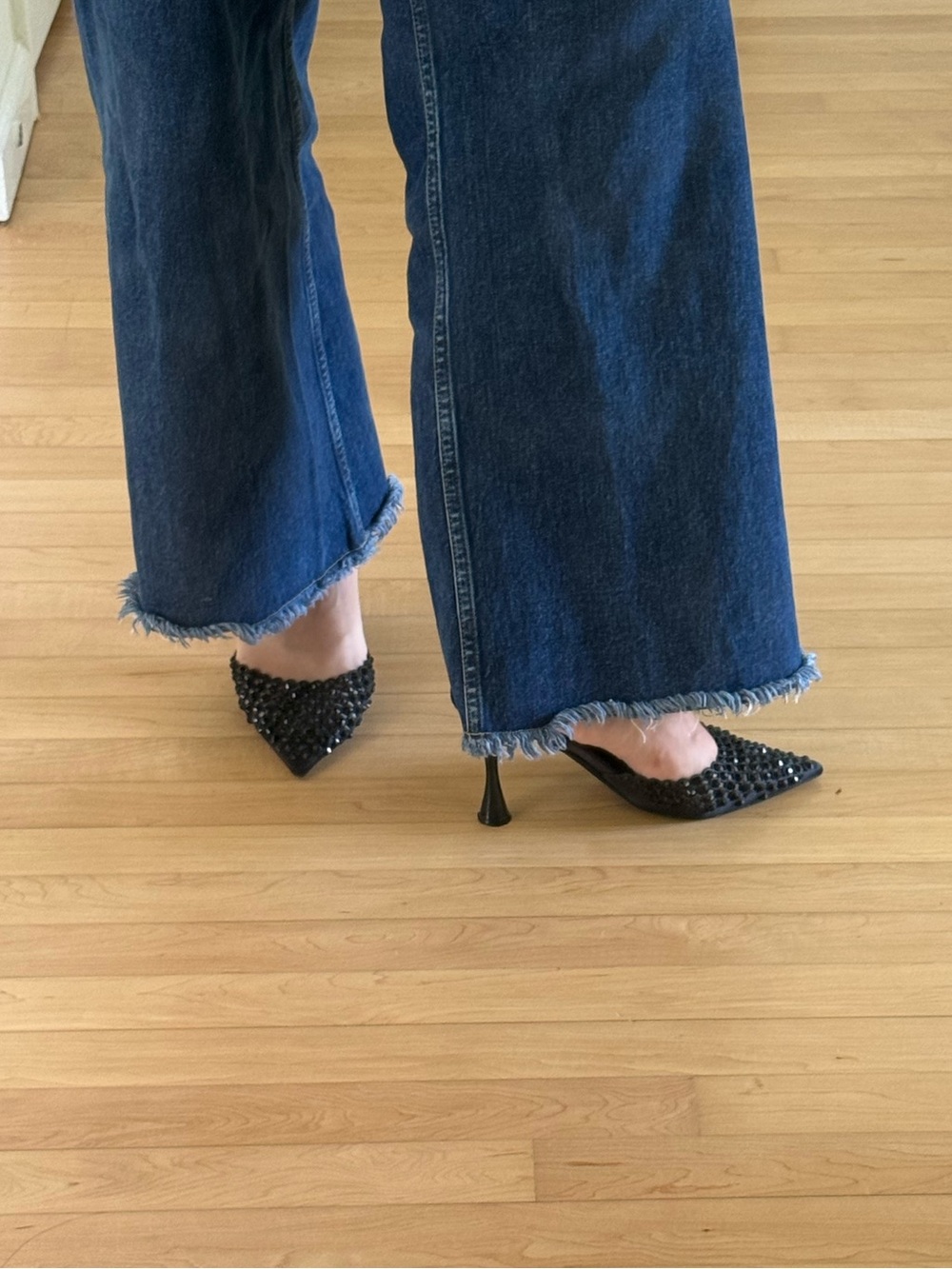 Jeffrey Campbell Black Studded Pointed Slingback Heels - Picture 7 of 7